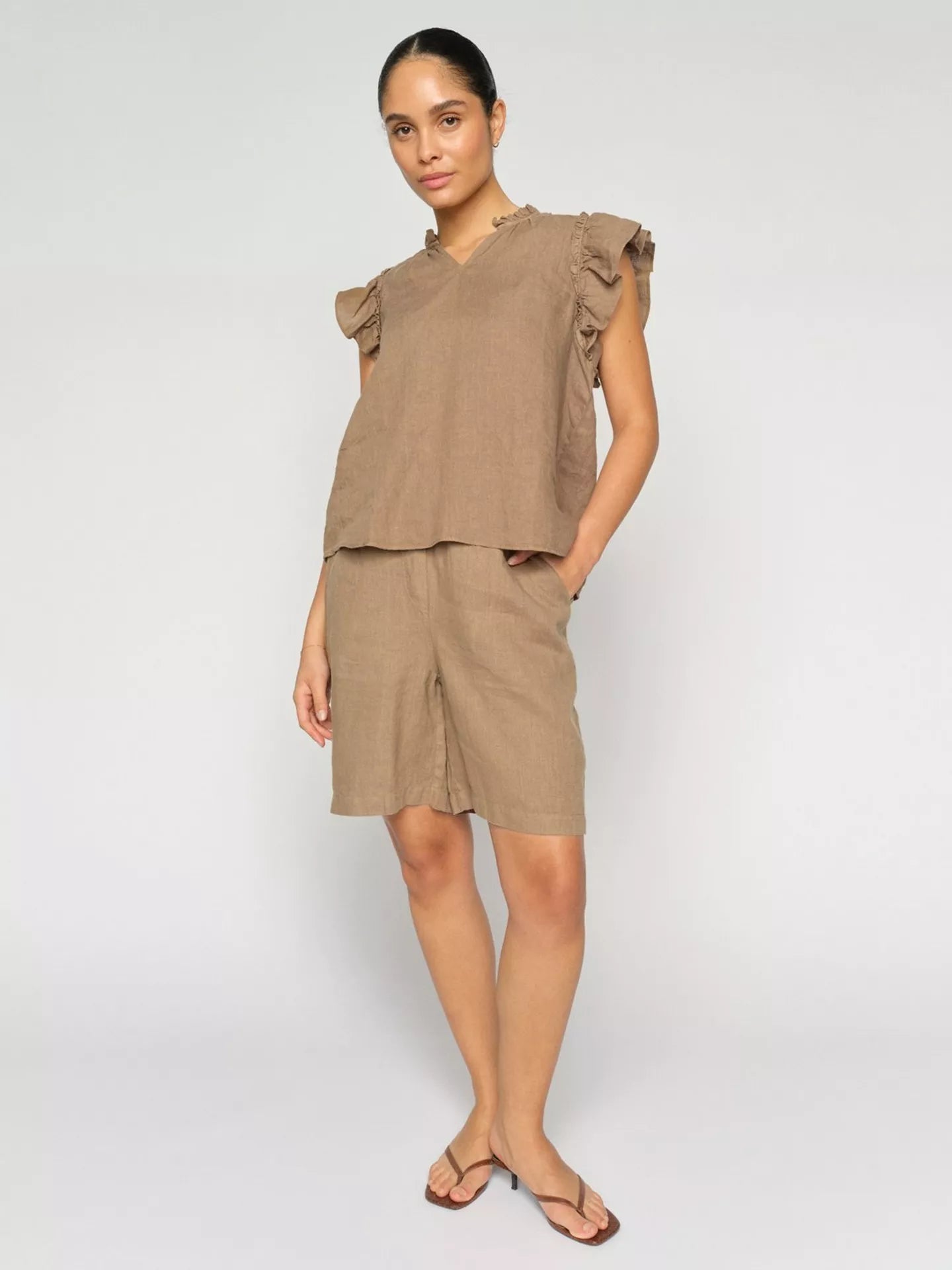 MOS MOSH | Shorts en lin "Emmie"- Chêne
