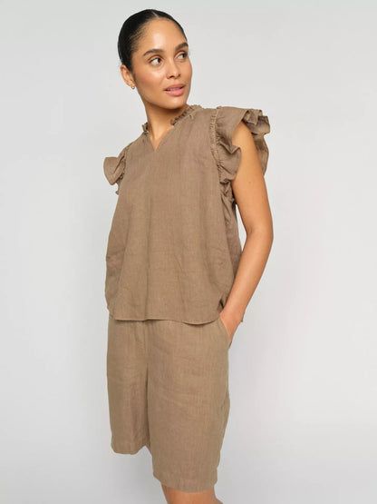 MOS MOSH | Shorts en lin "Emmie"- Chêne