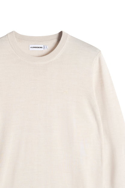 Le pull à col rond ''Keane'' en laine mérinos - blanc cassé