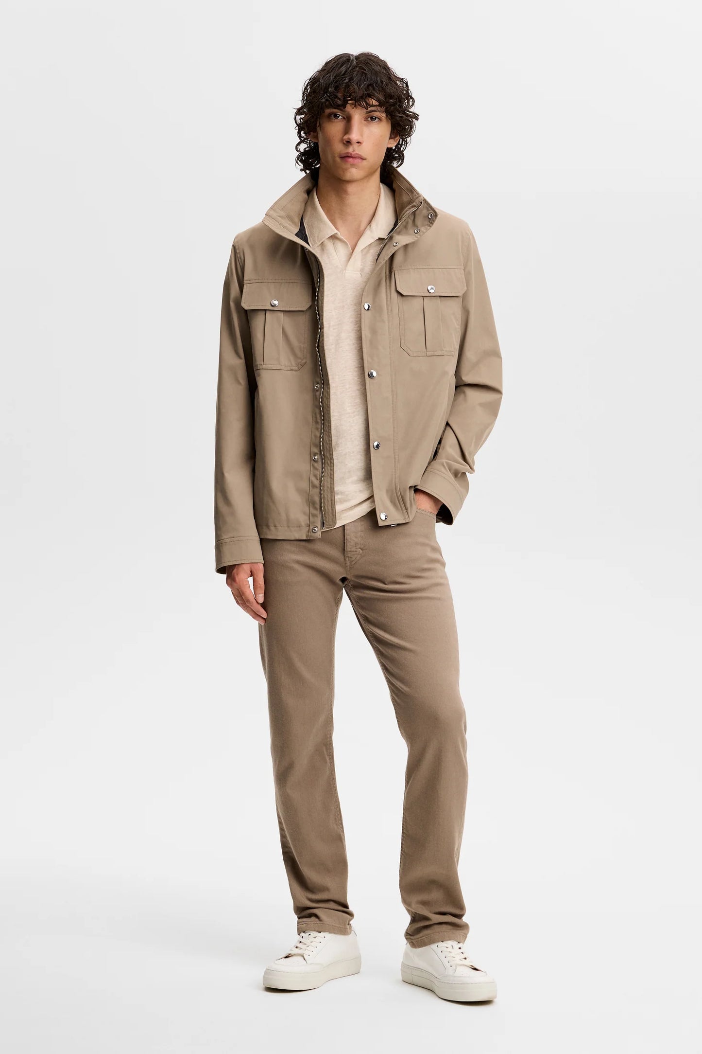 J.Lindeberg | polo à manches courtes en lin "Roy" - Beige