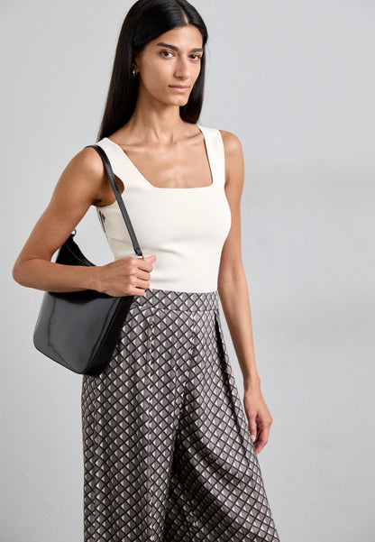 Tiger of Sweden | Pantalon drapé imprimé ''Cora'' - marron foncé/blanc cassé