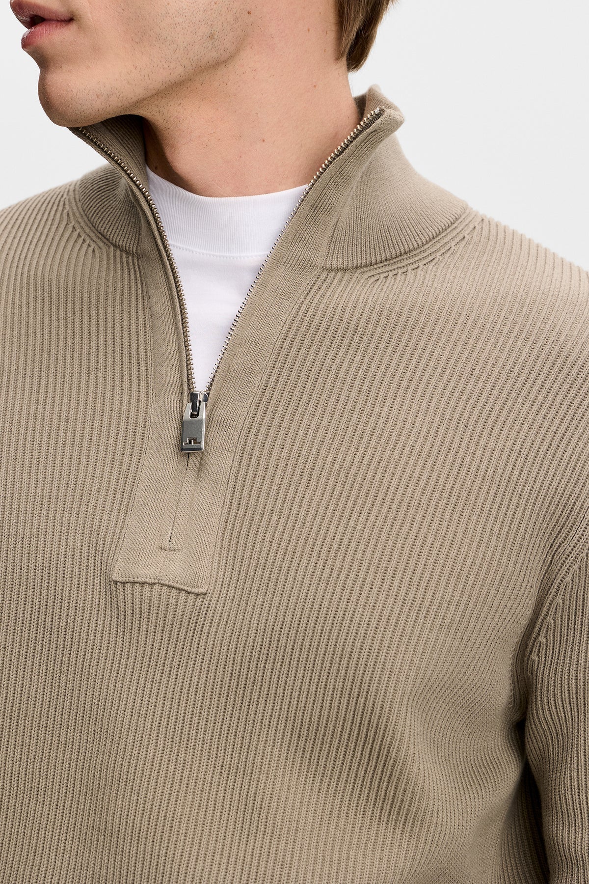 J.Lindeberg | Pull en maille à demi-fermeture éclair "Alex" - Brun