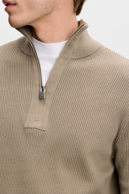 J.Lindeberg | Pull en maille à demi-fermeture éclair "Alex" - Brun