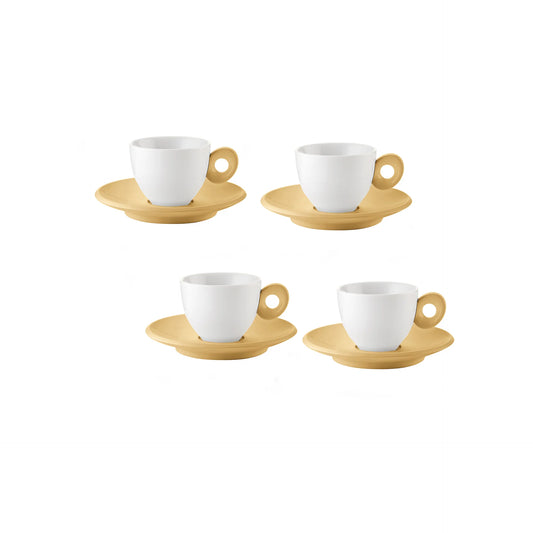 SET DE 4 TASSES À EXPRESSO AVEC SOUS-TASSES "EVERYDAY" - Jaune