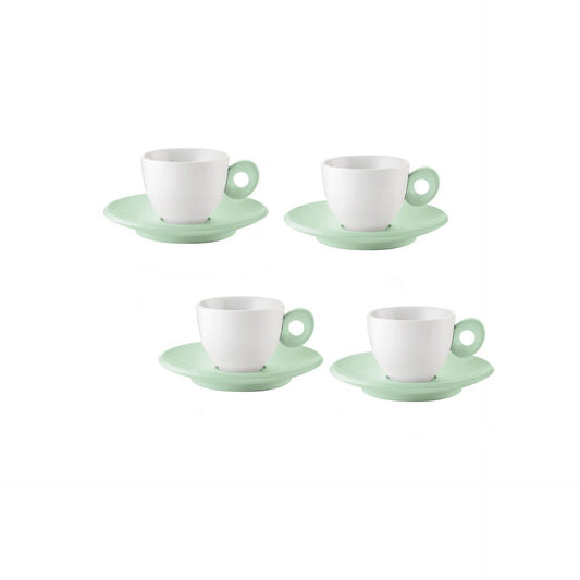 SET DE 4 TASSES À EXPRESSO AVEC SOUS-TASSES "EVERYDAY" - Vert