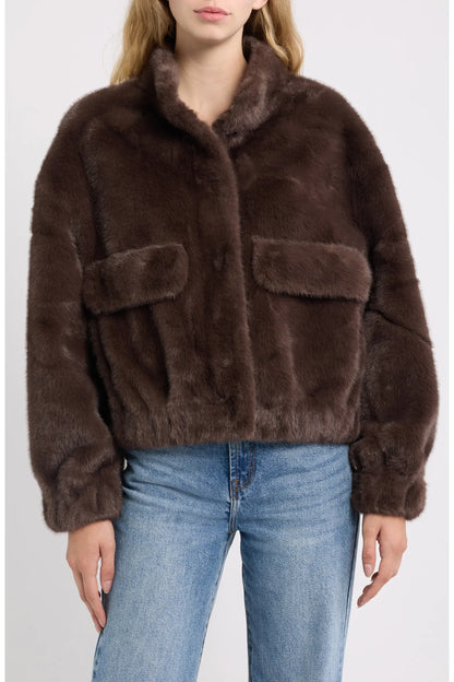 Dèluc | Veste en fausse fourrure 'Badet' | Chocolat