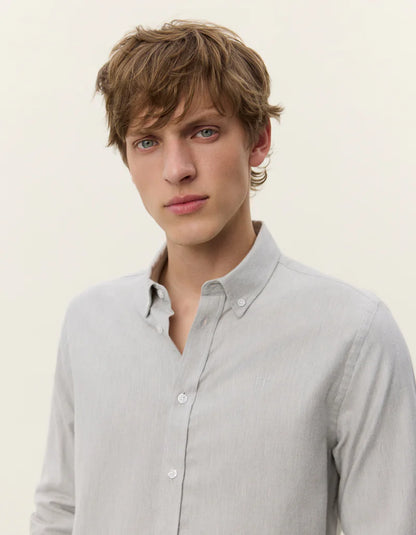 Les Deux | Chemise en coton brossé "Desert" - Gris