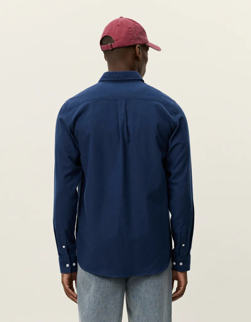 Les Deux | Chemise en coton brossé "Desert" - Bleu marine