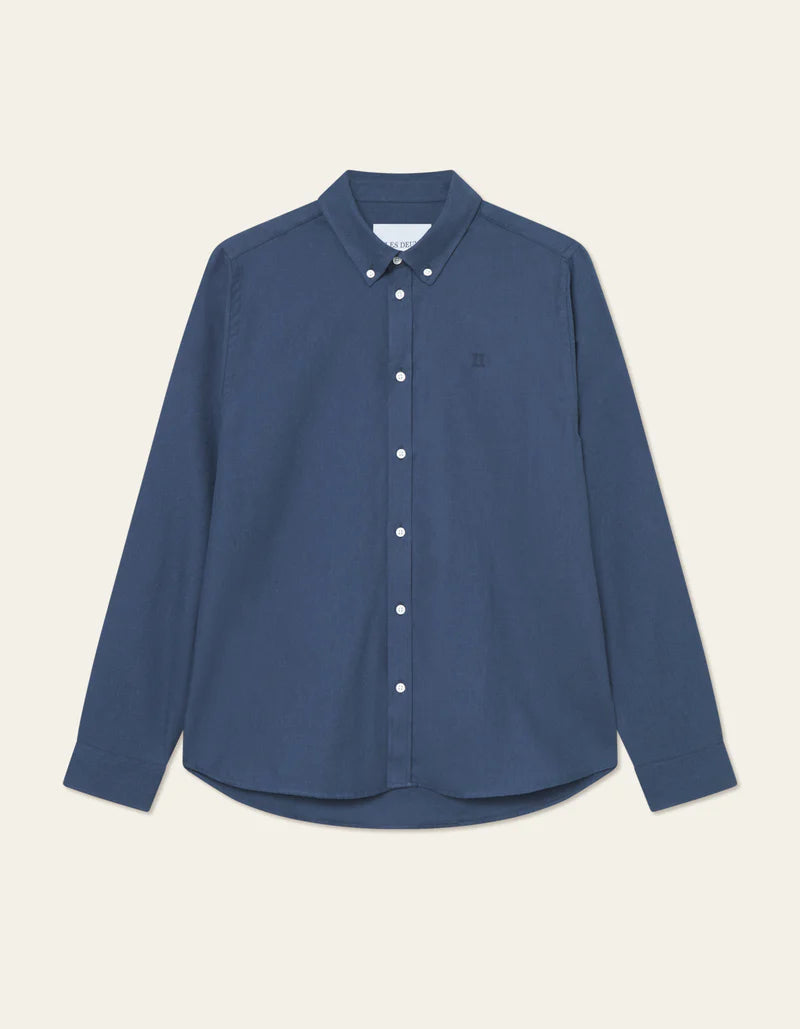 Les Deux | Chemise en coton brossé "Desert" - Bleu marine