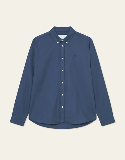 Les Deux | Chemise en coton brossé "Desert" - Bleu marine