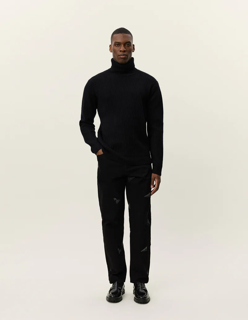Les Deux | Pull en laine à col roulé "Eddie" - Noir