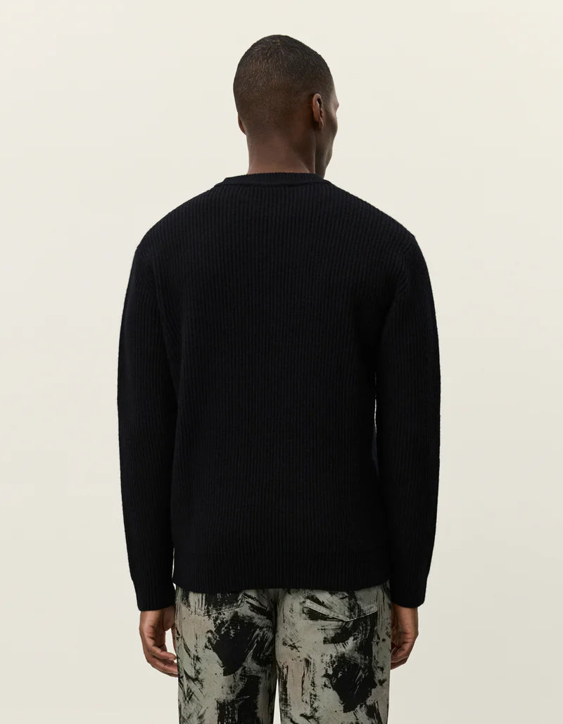 Les Deux | Pull en laine à col rond "Eddie" - Noir