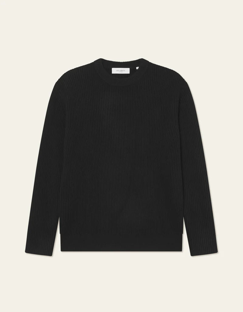 Les Deux | Pull en laine à col rond "Eddie" - Noir
