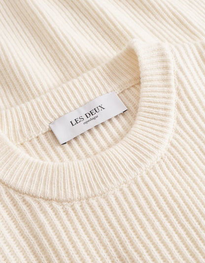 Les Deux | Pull en laine à col rond "Eddie" - Ivoire
