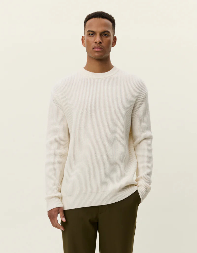 Les Deux | Pull en laine à col rond "Eddie" - Ivoire