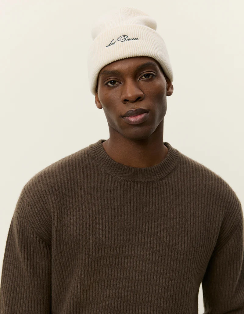 Les Deux | Pull en laine à col rond "Eddie" - Brun