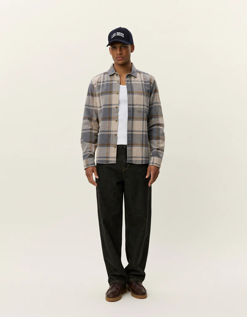 Les Deux | Chemise en coton flanelle "Jeremy" - Gris