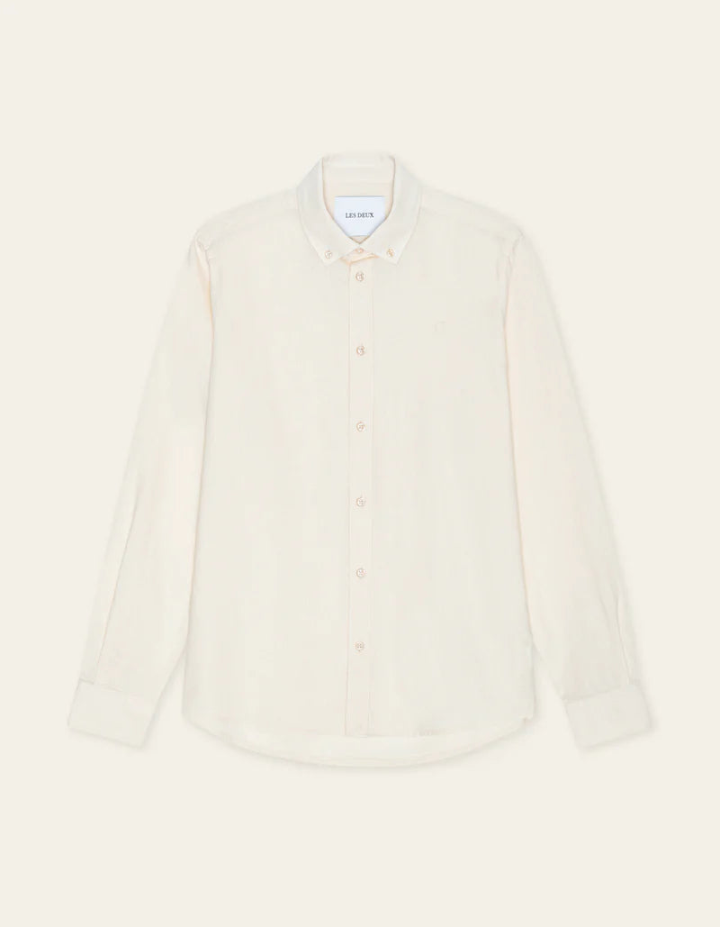 Les Deux | Chemise en coton et lin "Konrad" - Blanc cassé