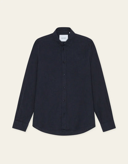 Les Deux | Chemise en coton et lin "Konrad" - Bleu marine