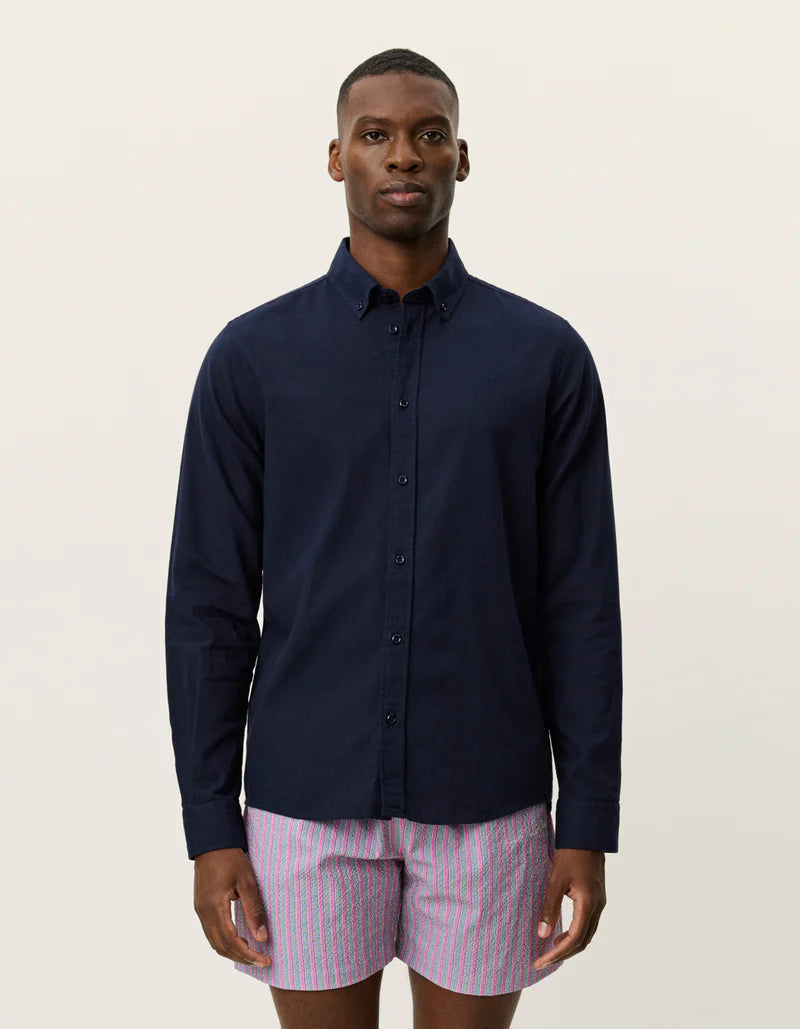 Les Deux | Chemise en coton et lin "Konrad" - Bleu marine