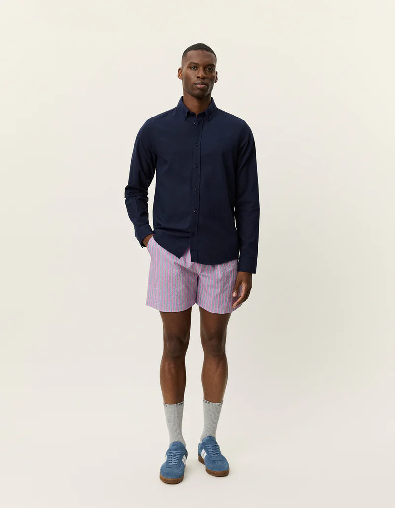 Les Deux | Chemise en coton et lin "Konrad" - Bleu marine