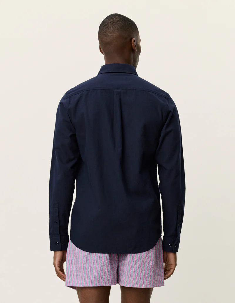 Les Deux | Chemise en coton et lin "Konrad" - Bleu marine