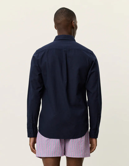Les Deux | Chemise en coton et lin "Konrad" - Bleu marine