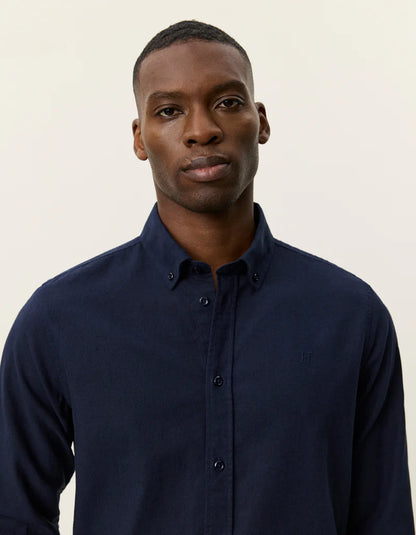 Les Deux | Chemise en coton et lin "Konrad" - Bleu marine