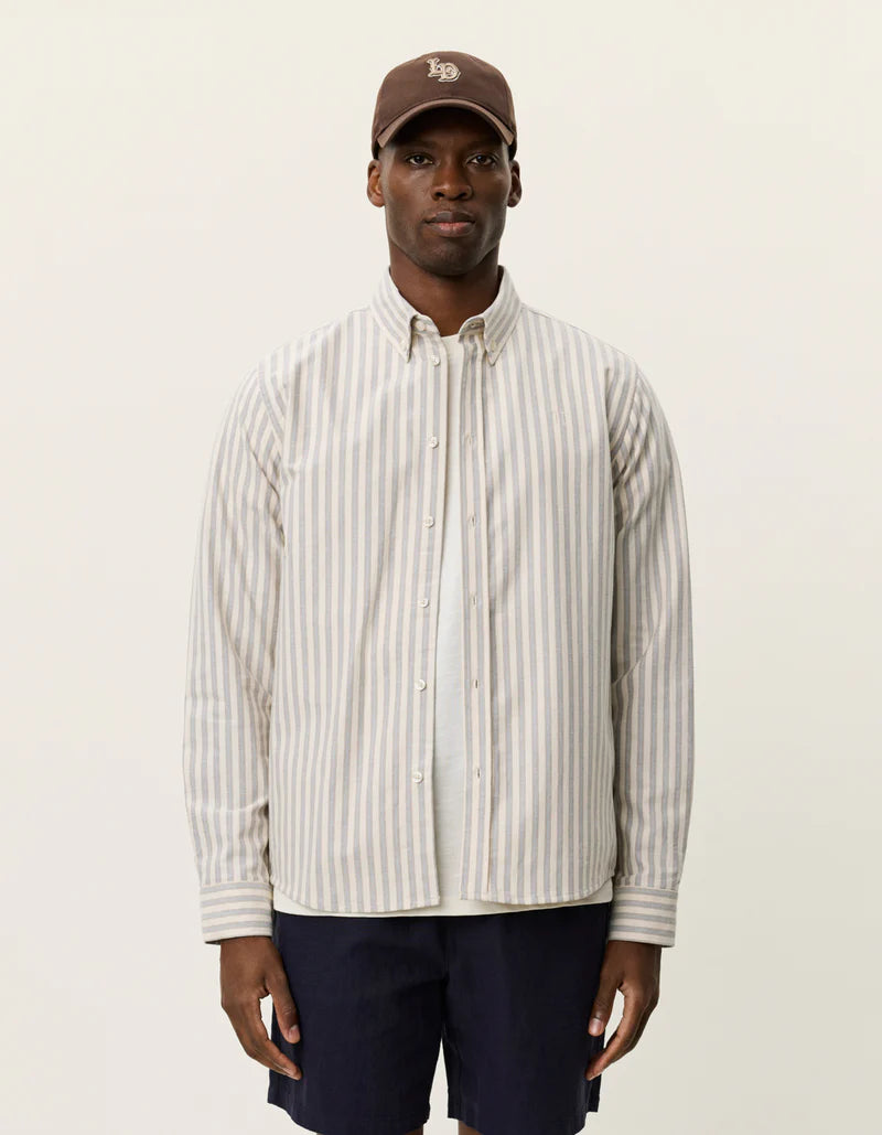 Les Deux | Chemise oxford rayé "Konrad" - Blanc cassé