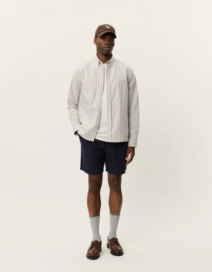 Les Deux | Chemise oxford rayé "Konrad" - Blanc cassé
