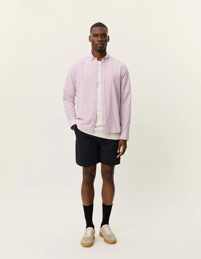 Les Deux | Chemise en coton et lin à rayures "Konrad" - Rose Crocus