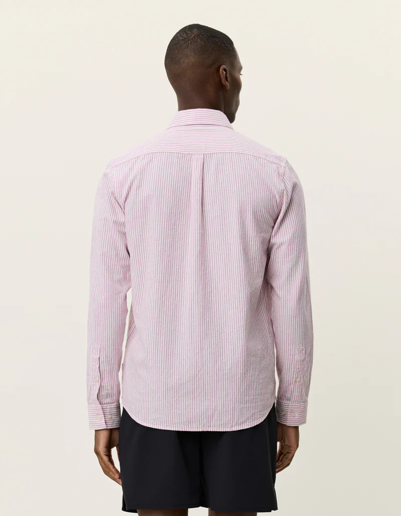 Les Deux | Chemise en coton et lin à rayures "Konrad" - Rose Crocus