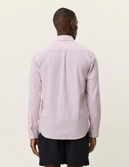 Les Deux | Chemise en coton et lin à rayures "Konrad" - Rose Crocus