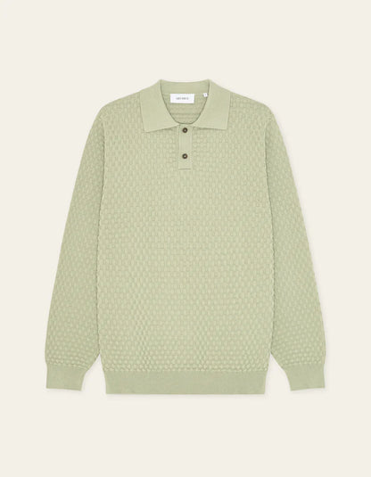 Les Deux | Polo en tricot à manches longues "Billy" - Thé vert
