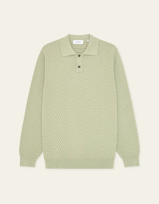 Les Deux | Polo en tricot à manches longues "Billy" - Thé vert