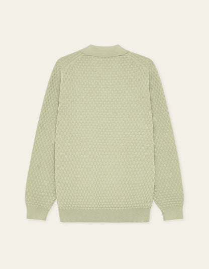 Les Deux | Polo en tricot à manches longues "Billy" - Thé vert