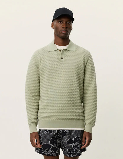 Les Deux | Polo en tricot à manches longues "Billy" - Thé vert