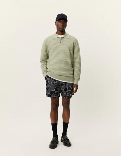 Les Deux | Polo en tricot à manches longues "Billy" - Thé vert