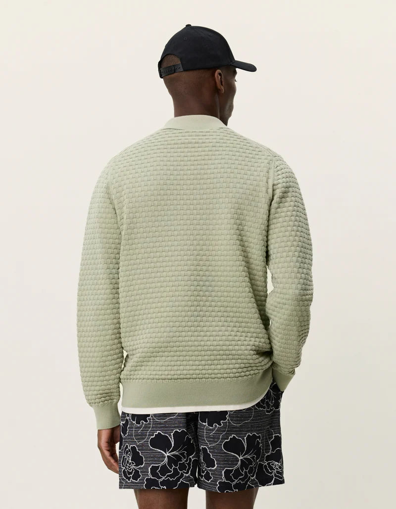 Les Deux | Polo en tricot à manches longues "Billy" - Thé vert