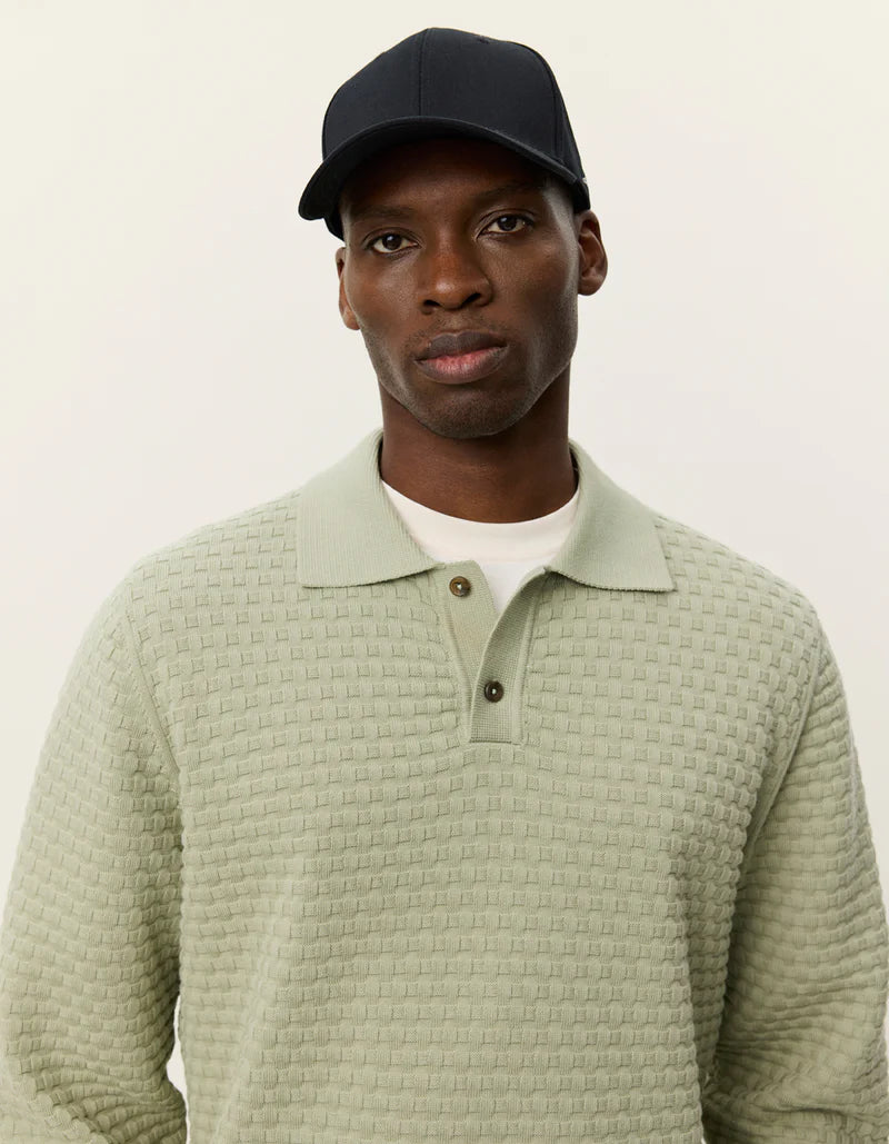 Les Deux | Polo en tricot à manches longues "Billy" - Thé vert