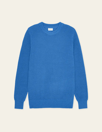 Les Deux | Pull à col rond côtelé "Gary" - Bleu palace