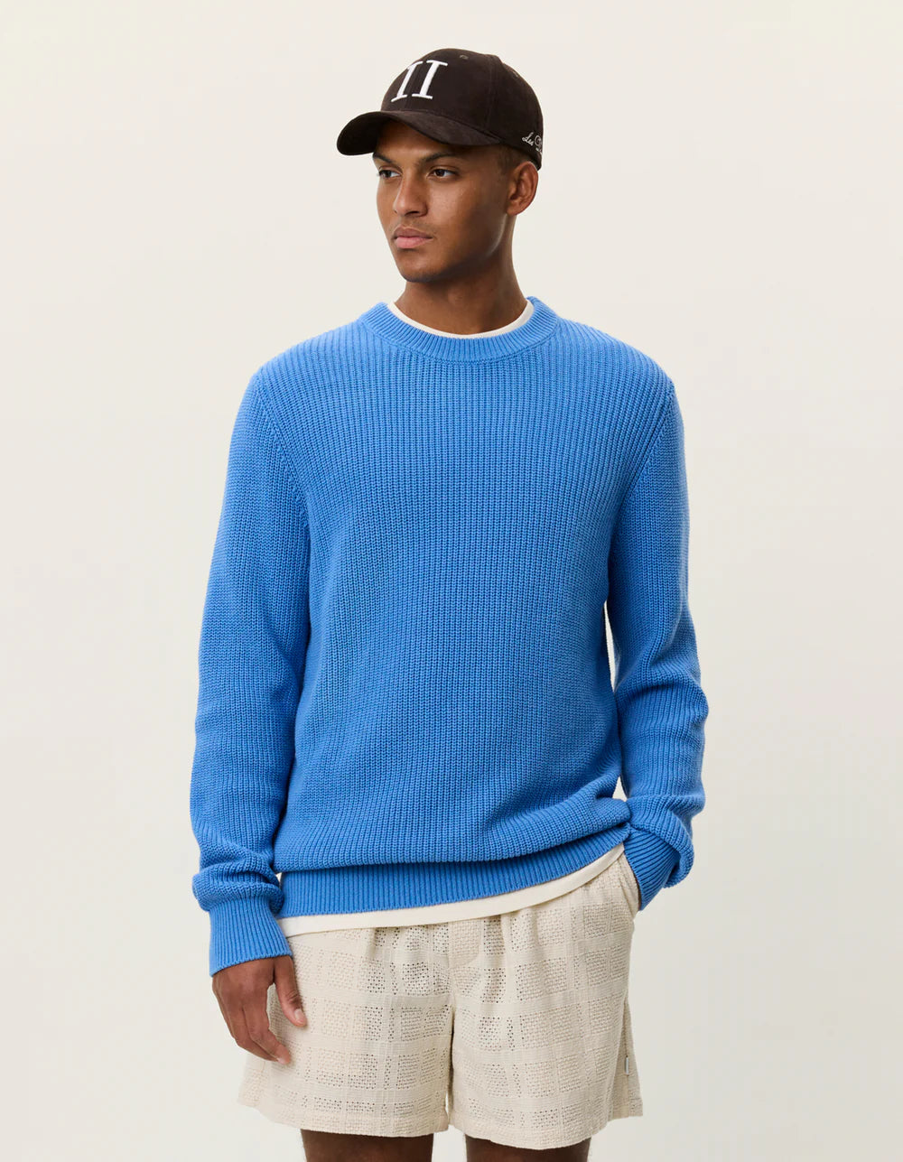 Les Deux | Pull à col rond côtelé "Gary" - Bleu palace