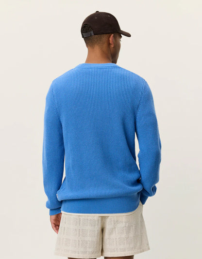 Les Deux | Pull à col rond côtelé "Gary" - Bleu palace