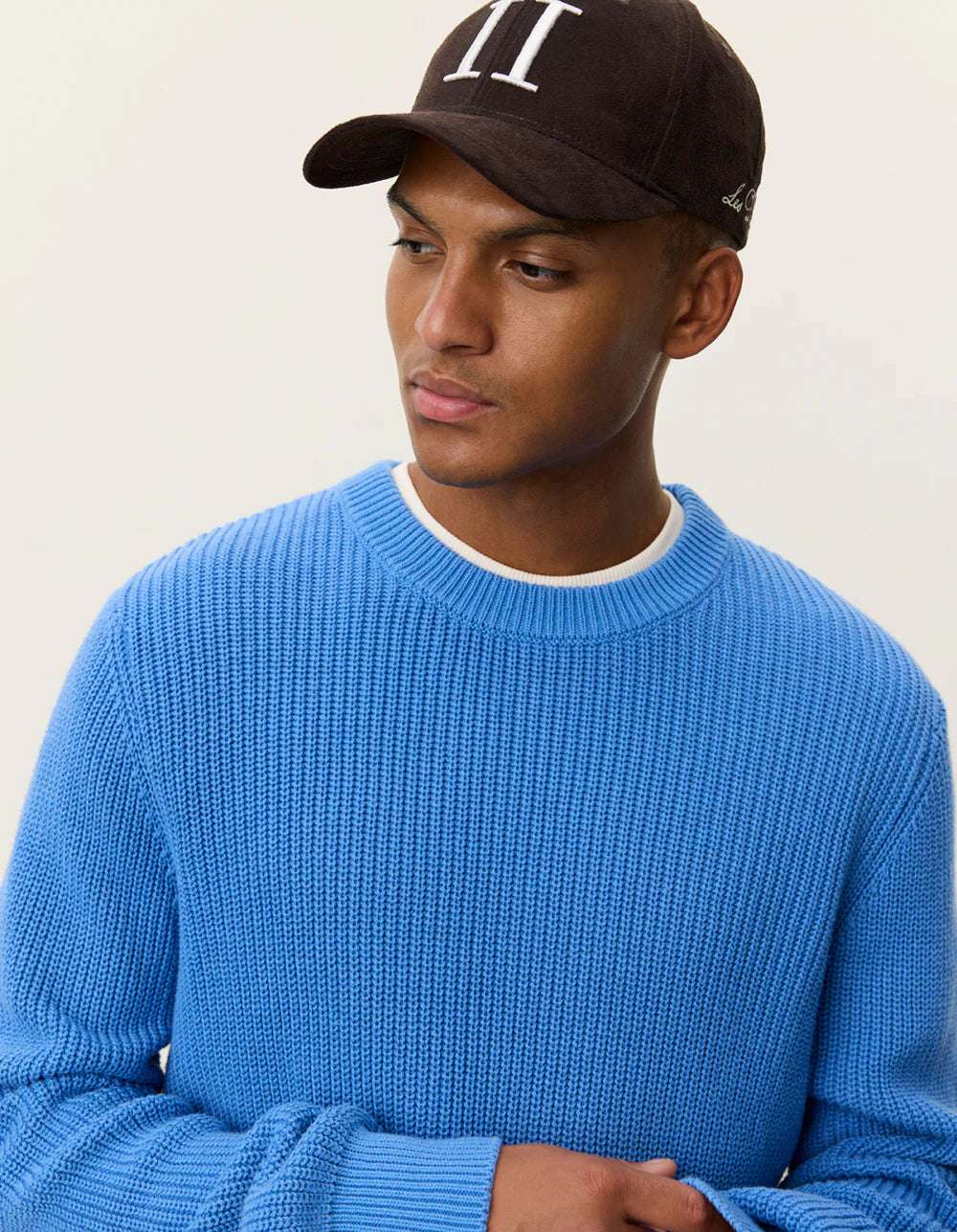 Les Deux | Pull à col rond côtelé "Gary" - Bleu palace
