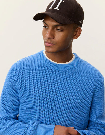 Les Deux | Pull à col rond côtelé "Gary" - Bleu palace