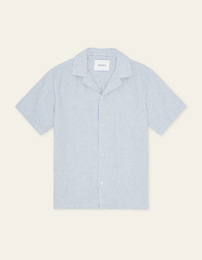 Les Deux | Chemise rayée à manches courtes "Lukas" - Bleu ciel