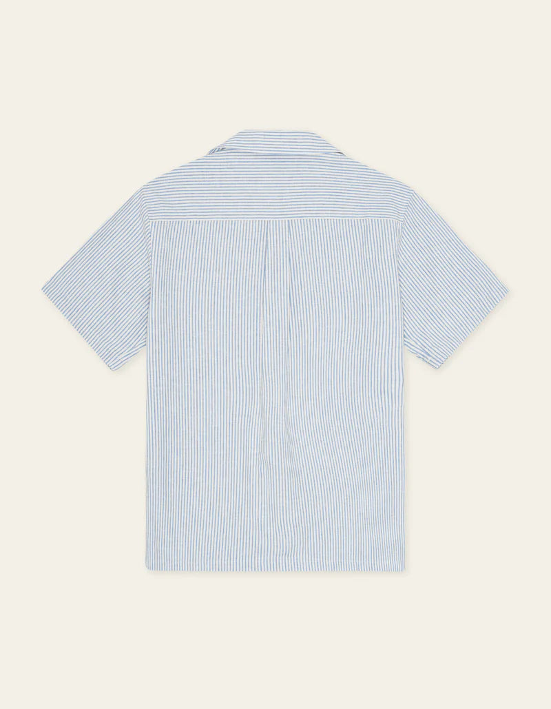 Les Deux | Chemise rayée à manches courtes "Lukas" - Bleu ciel