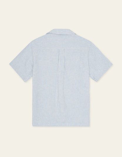 Les Deux | Chemise rayée à manches courtes "Lukas" - Bleu ciel