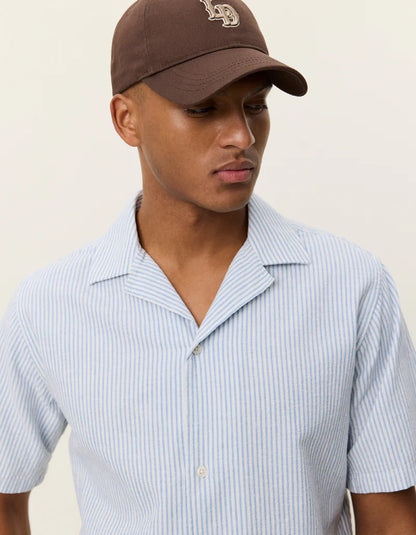 Les Deux | Chemise rayée à manches courtes "Lukas" - Bleu ciel