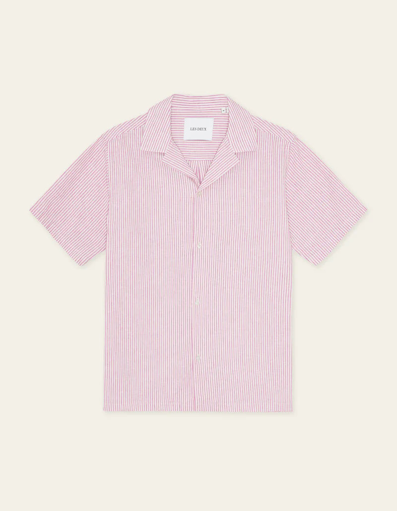 Les Deux | Chemise rayée à manches courtes "Lukas" - Rose